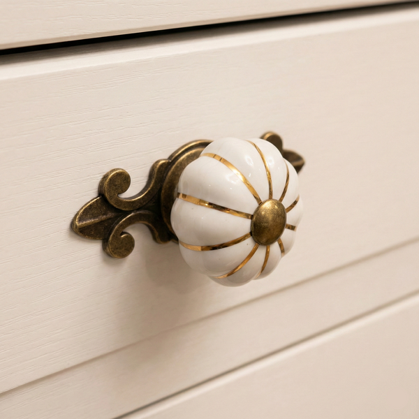Ivory Pumpkin Ribbed Knob
