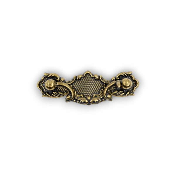 Olympia Ornate Bail Pull – Zinc backplate handle — alternate view