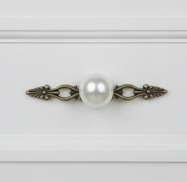 Scrollwork Pearl Globe Knob – Ceramic Knob — alternate view