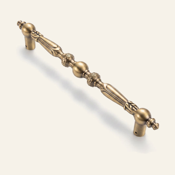 Artemis solid brass pull handle with beaded spheres and ball ends