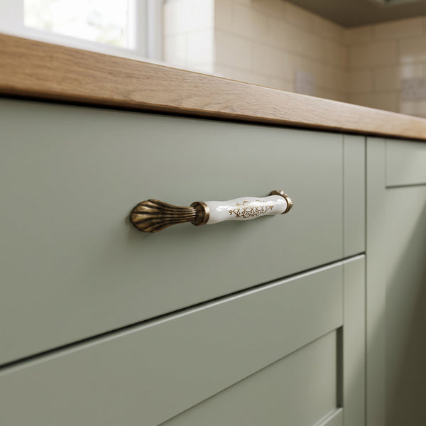 Verona Dome Compact Handle, 160mm, fitted on a kitchen drawer
