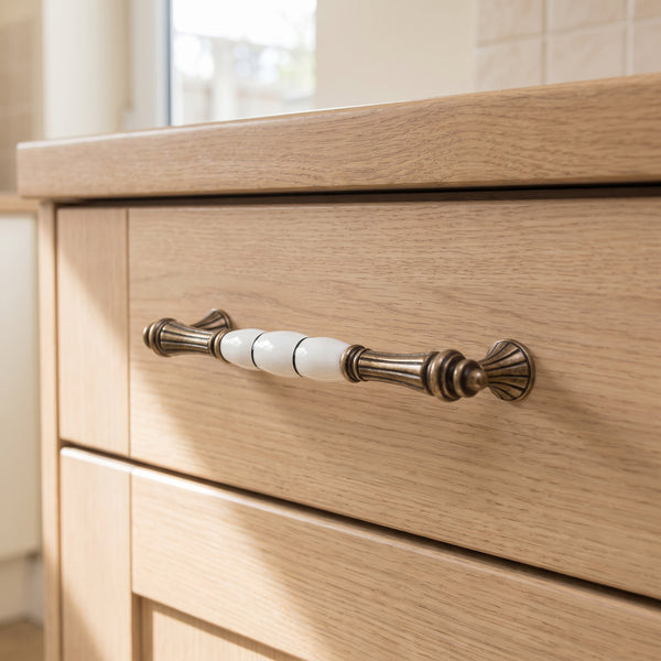 Equinox Rimline Bar Handle in Blackline, 192mm, fitted on a kitchen drawer
