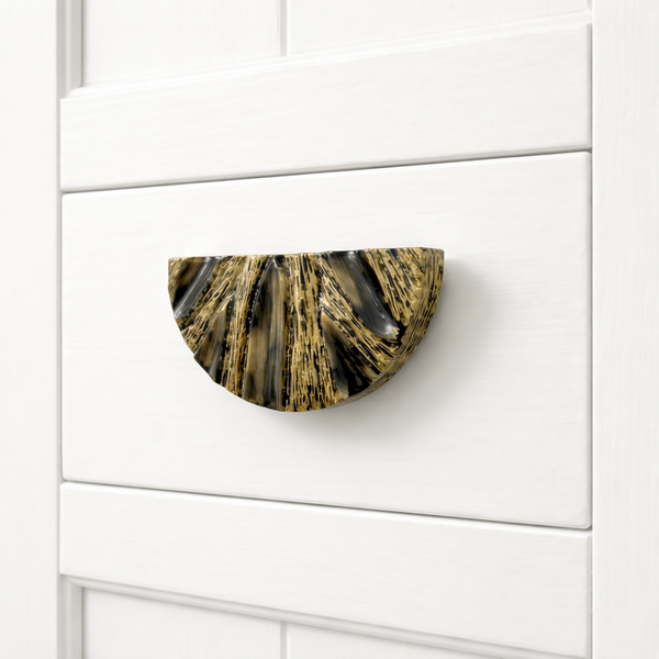 Sculptural Solid Brass Door Handle in PVD Gold