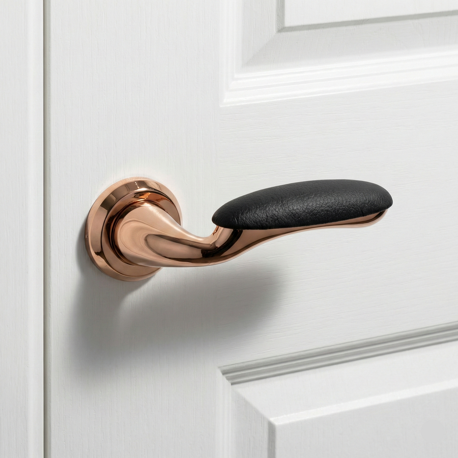 Bella Leather Full-Lock Mortise Set – Brass Mortise Handles — view 2