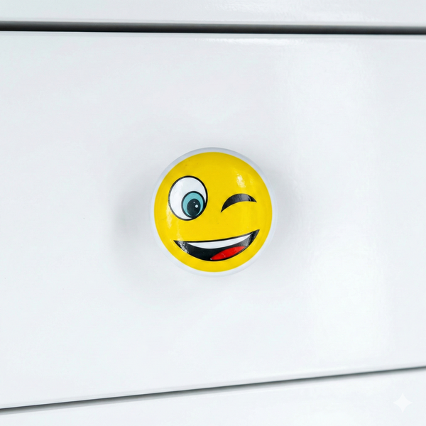 Wink Smiley Artisan Knob – Ceramic Knob — alternate view