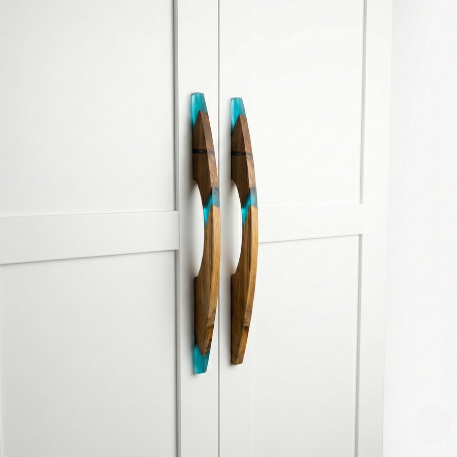 Resin Inlay Linear Handle – wood resin long handle, view 2