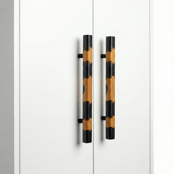 Eclipse Wood Resin Door Handle in Matte Black