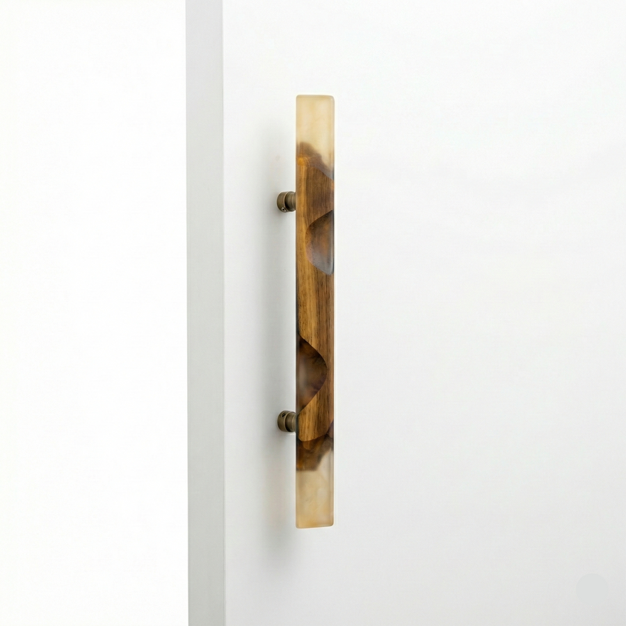 Soleil Wood Resin Door Handle – wood resin long handle, view 2