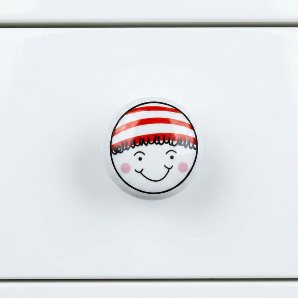 Stripe Smiley Artisan Knob – Ceramic Knob — alternate view
