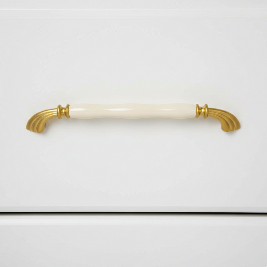 Perla Bead Bar Handle in Pearl + PVD Gold – ceramic handle