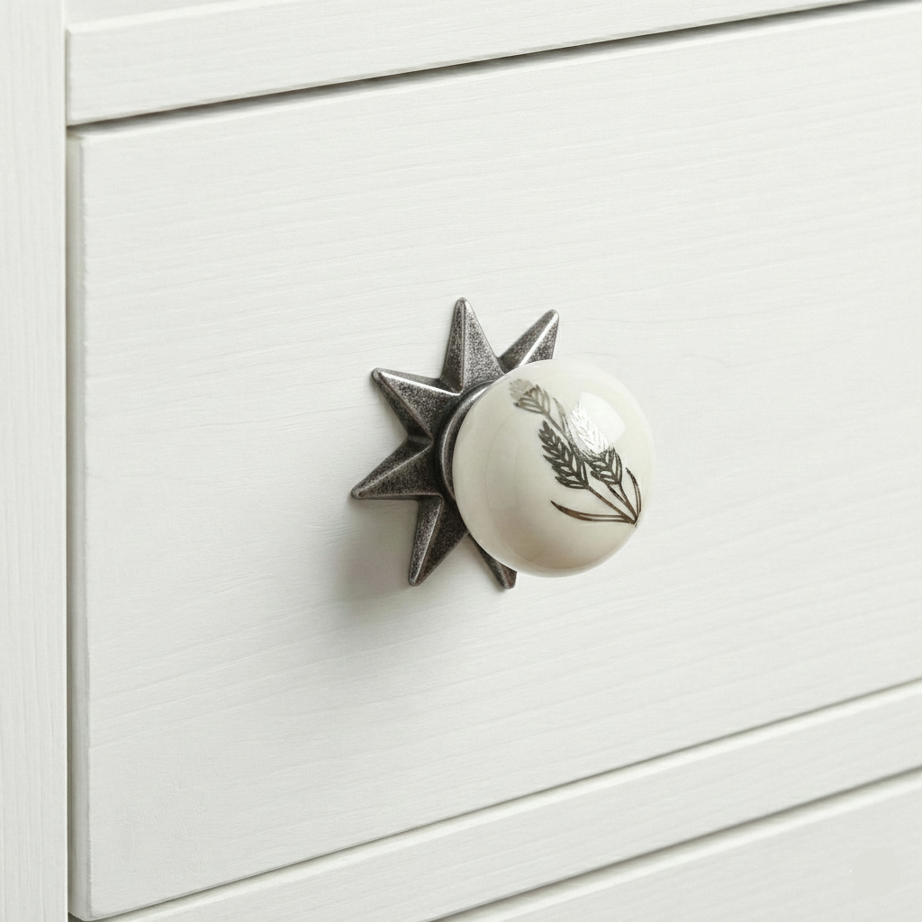 Fleur Painted Star Knob – Ceramic Knob