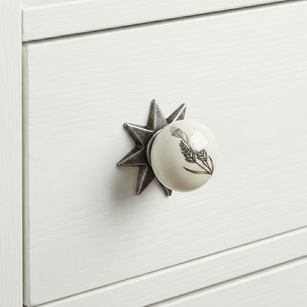 Fleur Painted Star Knob – Ceramic Knob — alternate view