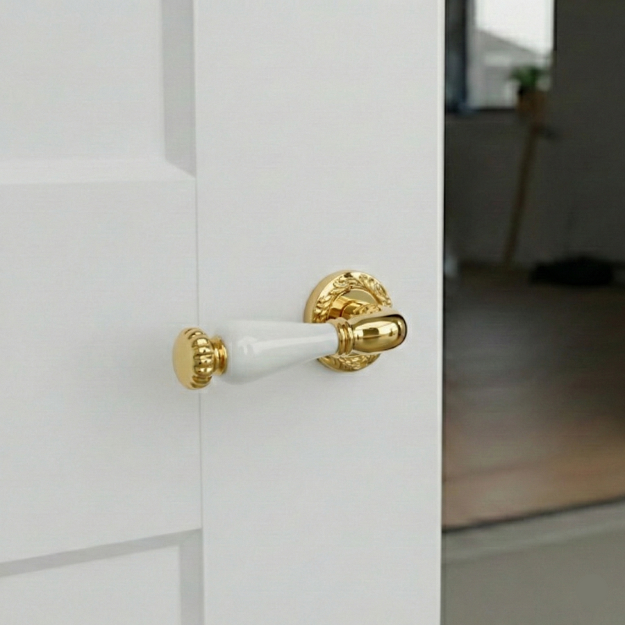 Galleria Ceramic Lever Mortise Set in PVD + White Ceramic – ceramic mortise door handle