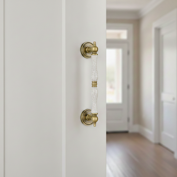 Ardenza Plate Lever Mortise Set – Ceramic Pull Handles — alternate view