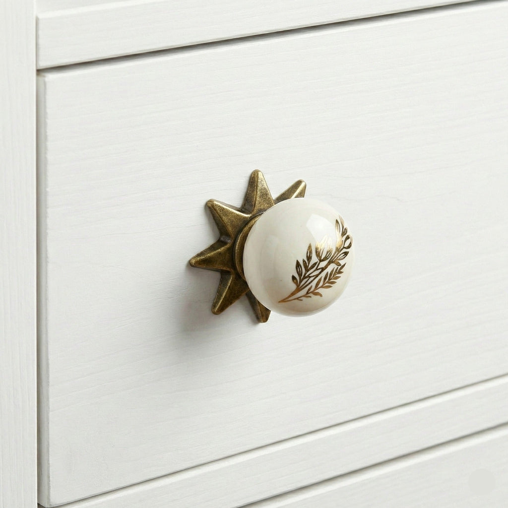 Fleur Painted Star Knob – Ceramic Knob