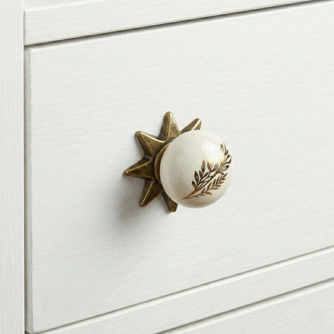 Fleur Painted Star Knob – Ceramic Knob