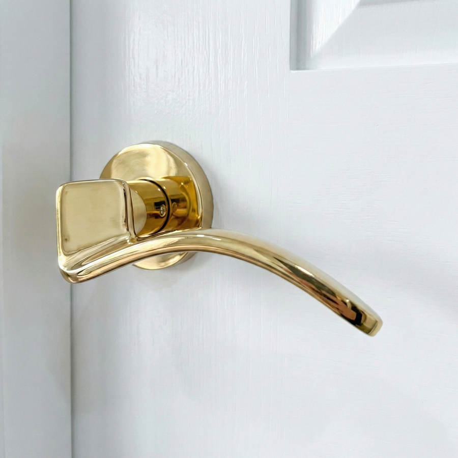 Trio Lever Mortise Set in Gold – mortise door handle