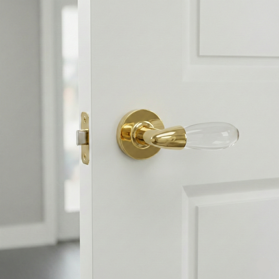 Crystal Vision Mortise Set in PVD finish – mortise door handle