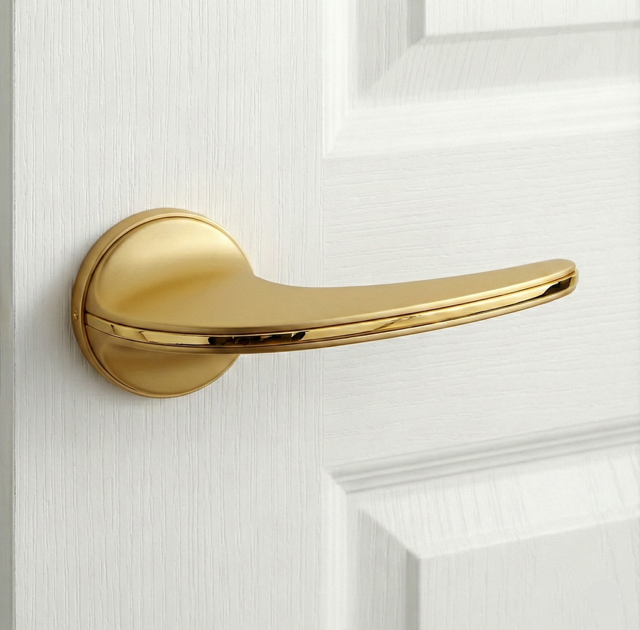 Aura Duo-Finish Mortise Set in Matte Gold + PVD Gold – mortise door handle