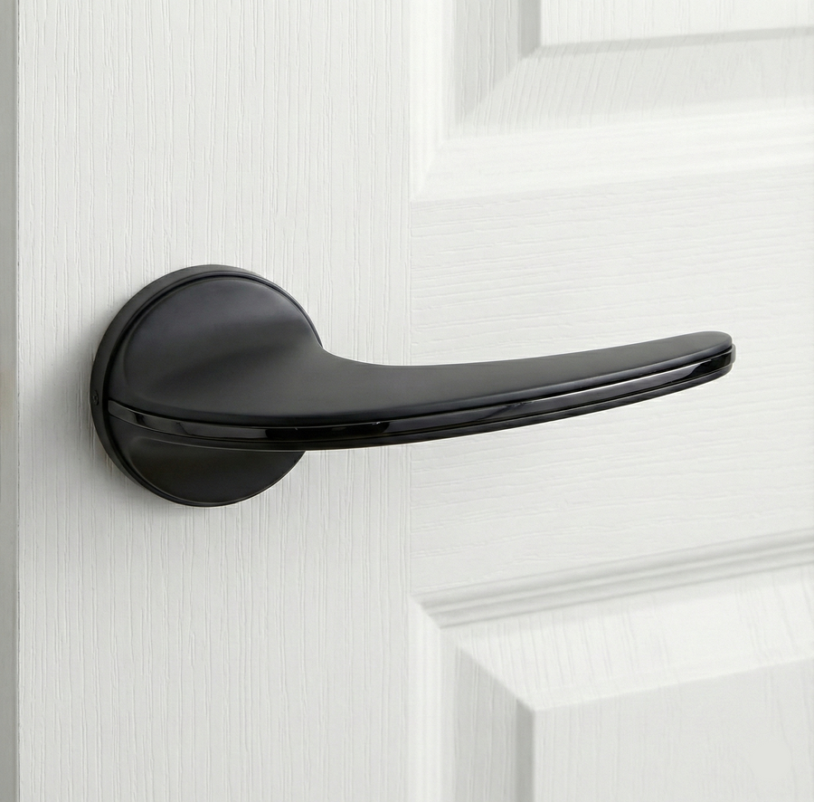 Aura Duo-Finish Mortise Set in Matte Black + Black Nickel – mortise door handle