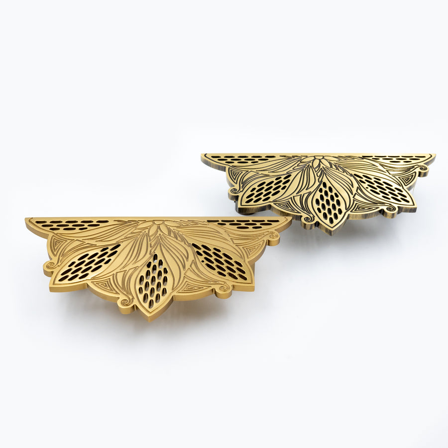 Floral Semi-Circle Brass Pull – Brass wardrobe handles — view 7