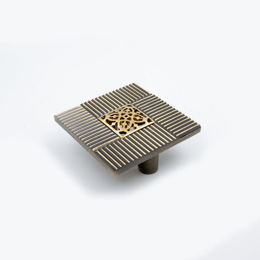 Square Solid Brass Push Plate – brass knob, view 3