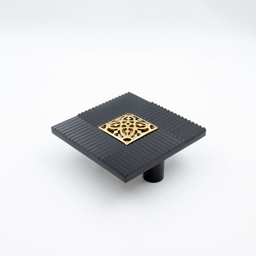 Square Solid Brass Push Plate – brass knob, view 4