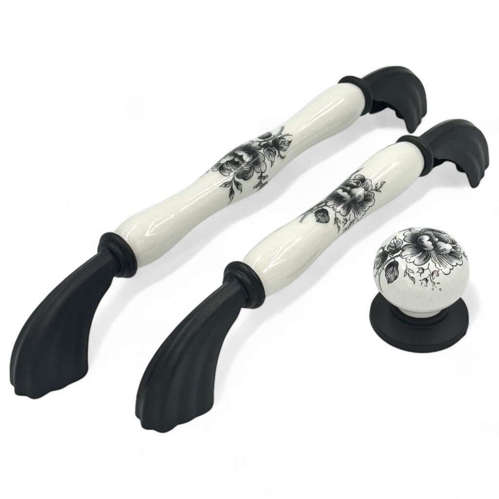 Lumiere Floral Painted Bar Handle – Ceramic drawer handle