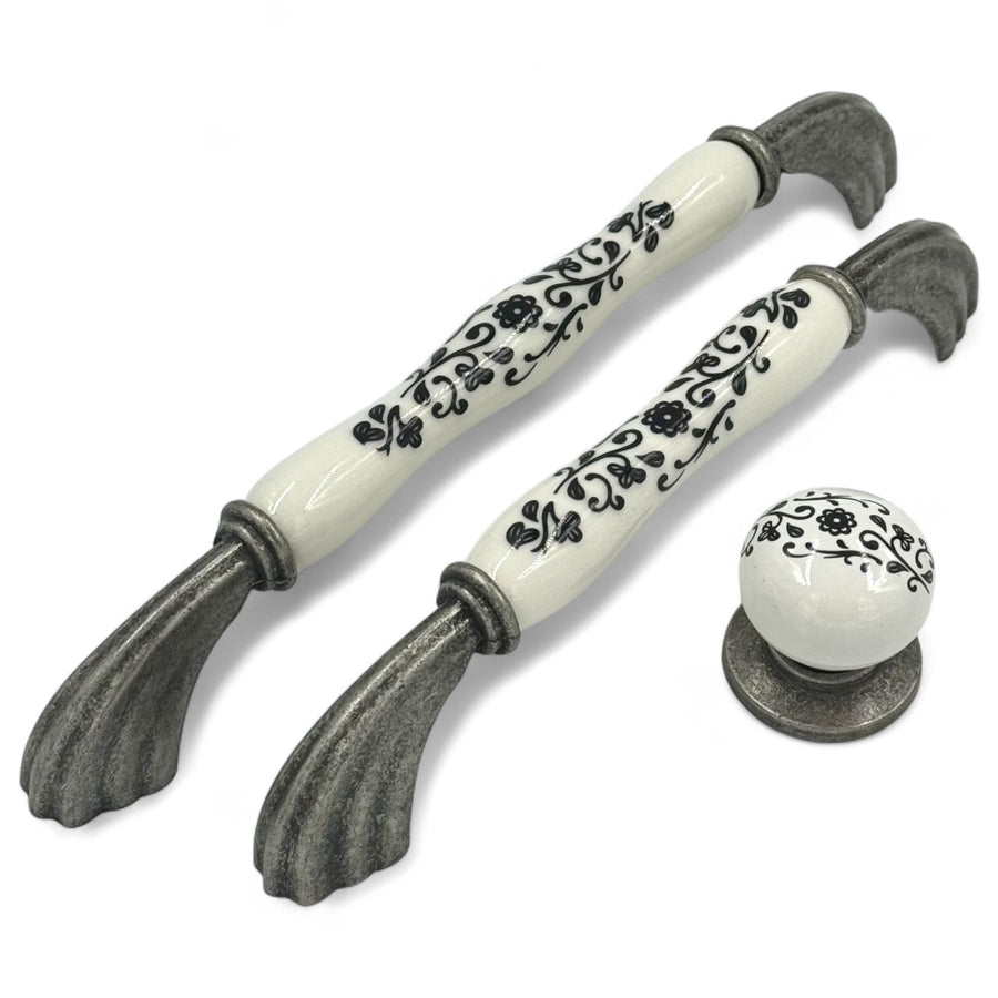 Lumiere Floral Painted Bar Handle – ceramic drawer handle, view 5