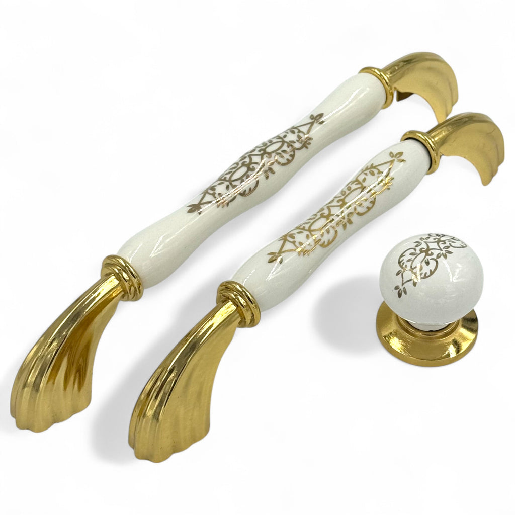 Lumiere Floral Painted Bar Handle – Ceramic drawer handle