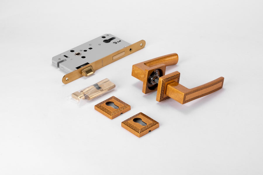 Antiqua Brass Full-Lock Mortise Set – brass mortise door handle, view 5