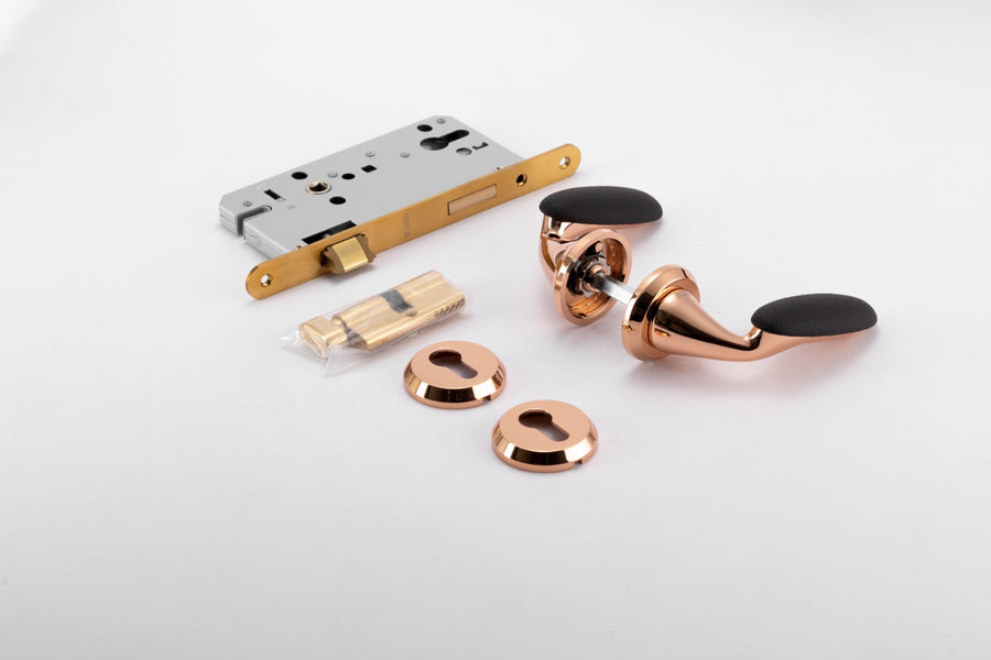 Bella Leather Full-Lock Mortise Set – Brass Mortise Handles — view 5