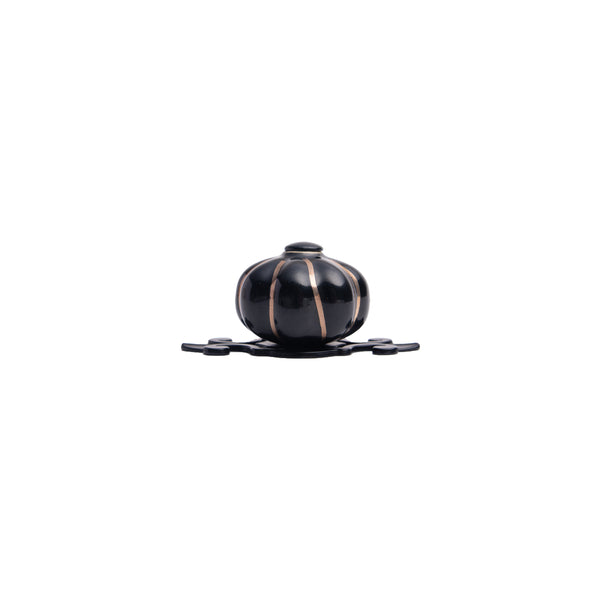 Noir Pumpkin Ribbed Knob – Ceramic Knob — alternate view