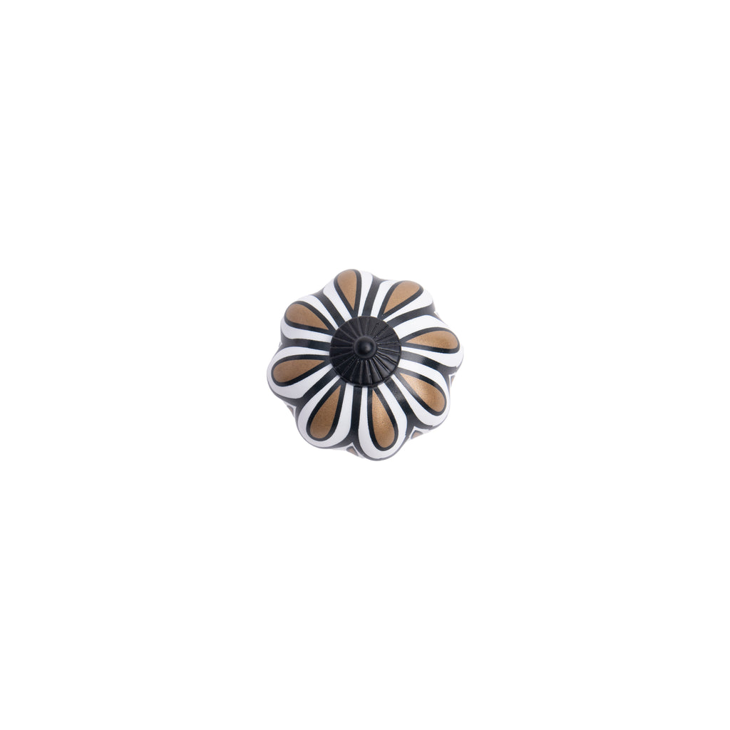 Striped Squat Pumpkin Knob – Ceramic Knob