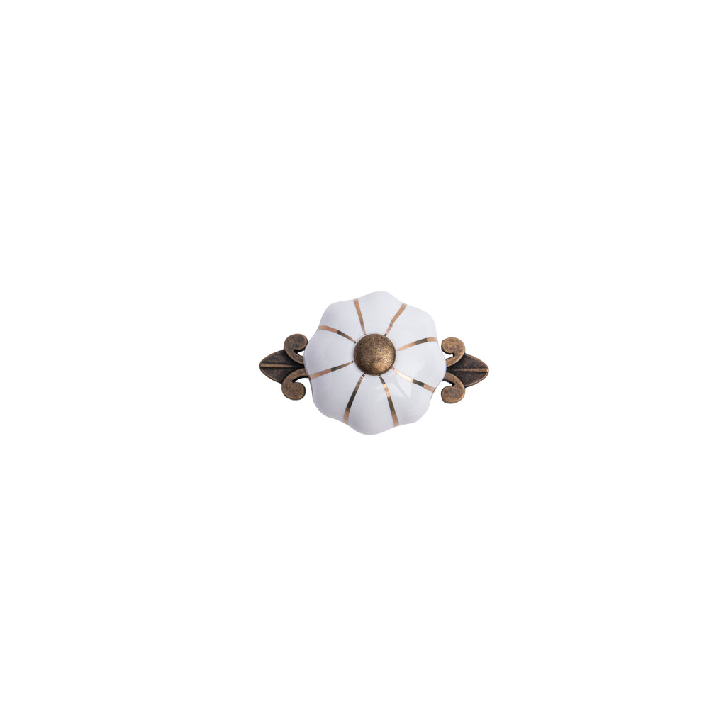 Ivory Pumpkin Ribbed Knob – Ceramic Knob