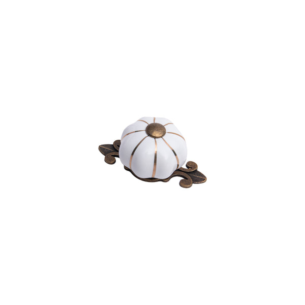 Ivory Pumpkin Ribbed Knob – Ceramic Knob — alternate view