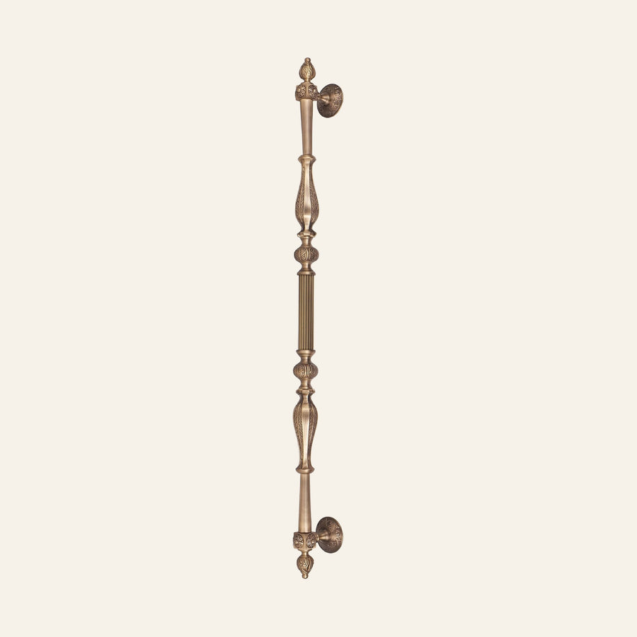 Altona 42 inch reeded solid brass pull handle for full-height doors