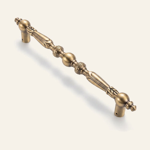 Artemis solid brass pull handle with beaded spheres and ball ends