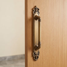 Athena Solid Brass Pull Handle in Antique, 24-inch, fitted on a main door