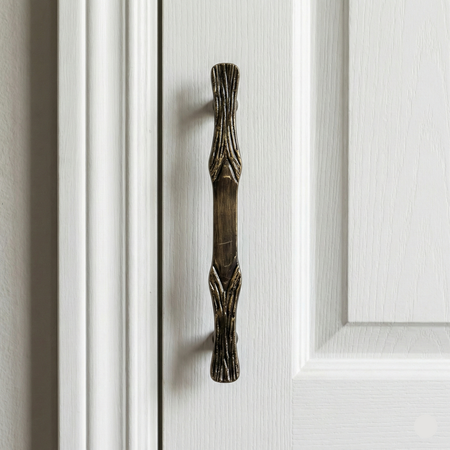 Bark Textured Brass Door Handle, view 3