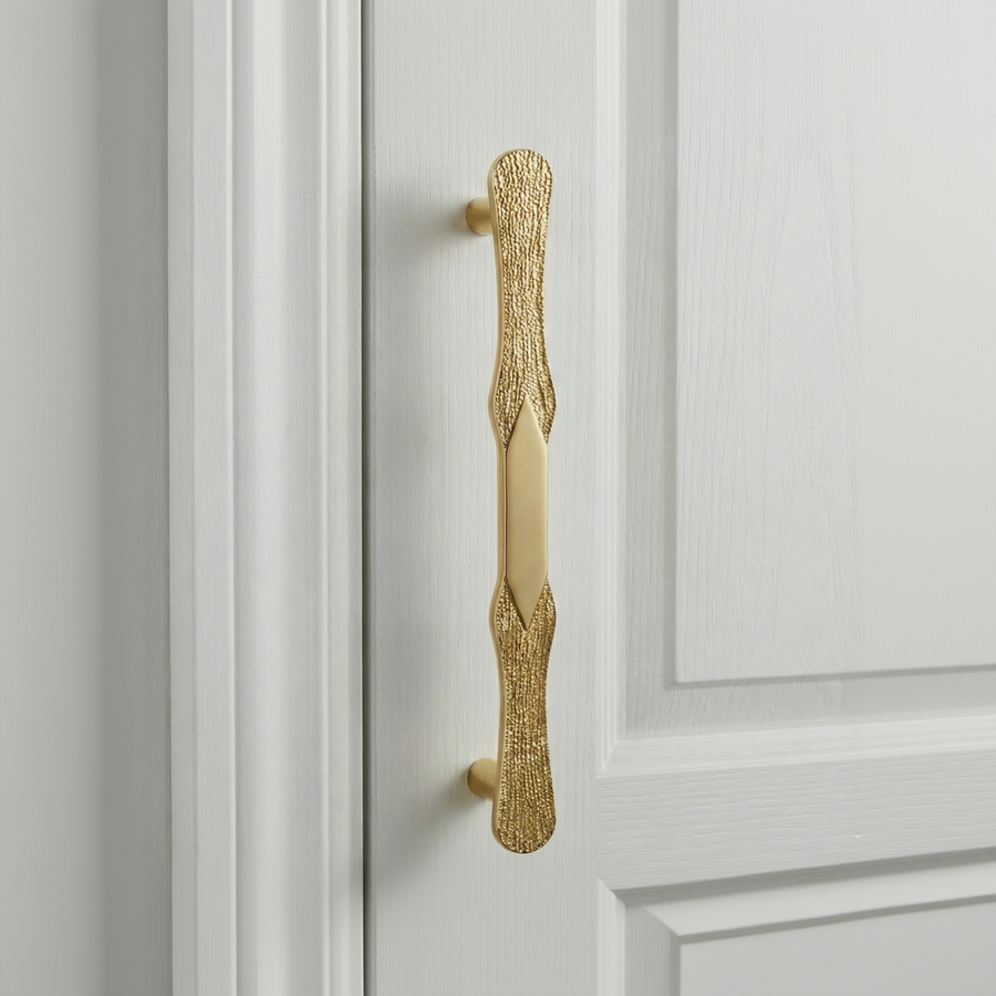 Bark Textured Brass Door Handle, view 2