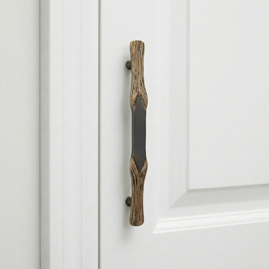 Bark Textured Brass Door Handle, view 5