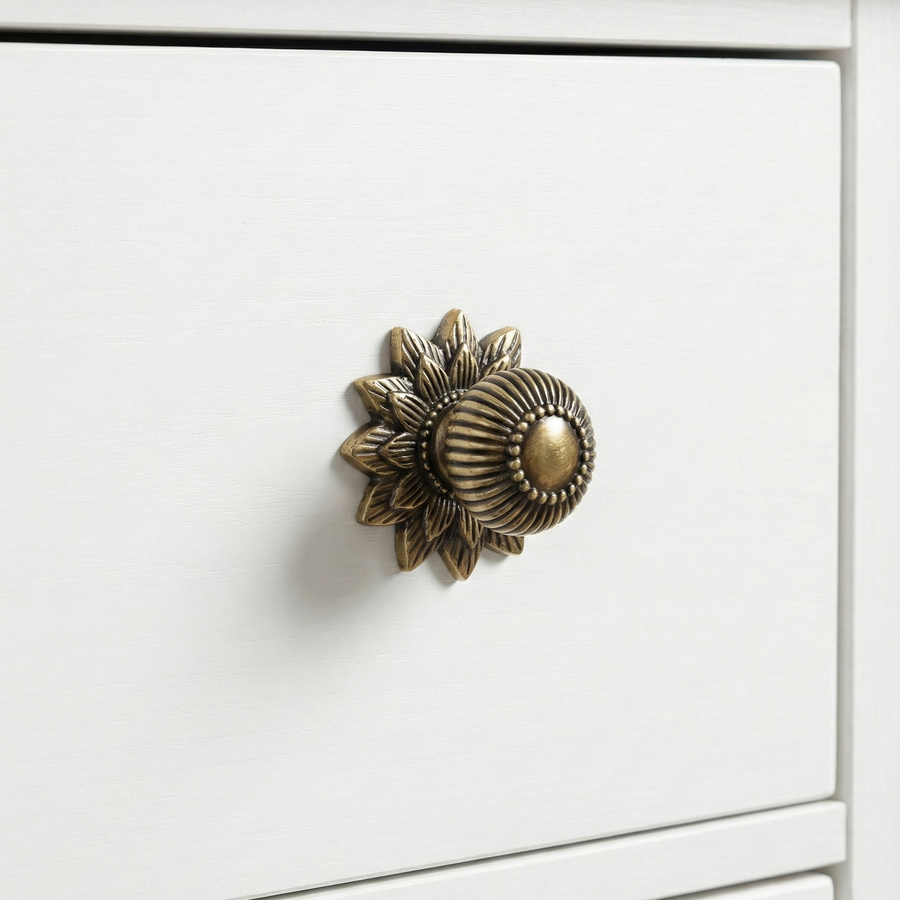 Helios Oval Two-Size Knob in Antique Brass – zinc knob