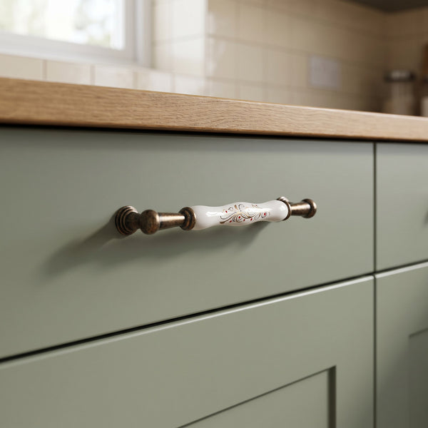 Palazzo Oval Bar Handle, 192mm, fitted on a kitchen drawer