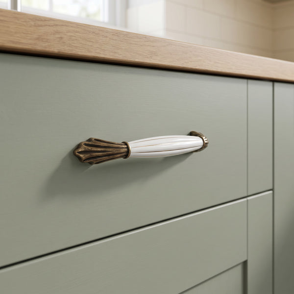 Barolo Fluted Bar Handle, 160mm, fitted on a kitchen drawer