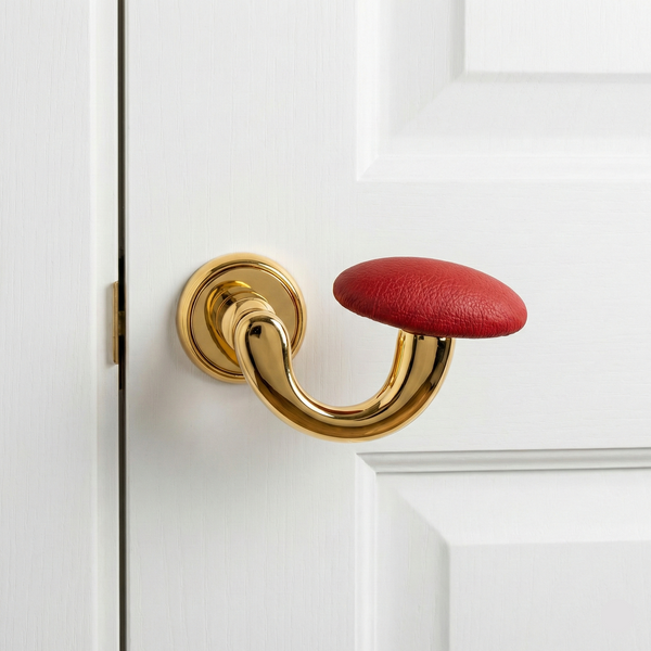 Magnifica Leather Full-Lock Mortise Set in PVD Gold