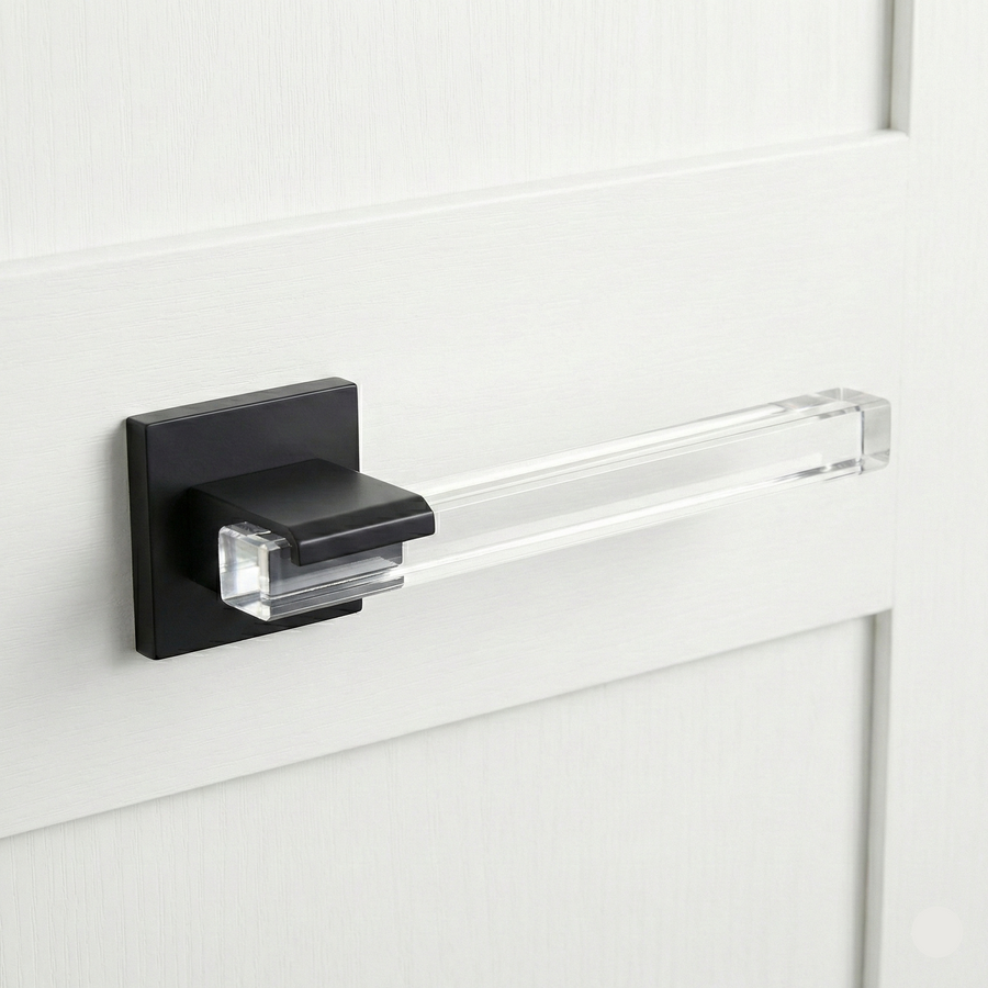 Crystal Arc Mortise Set in Black – mortise door handle