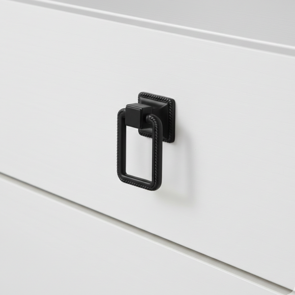 Kare Square Ribbed Knob in Matte Black