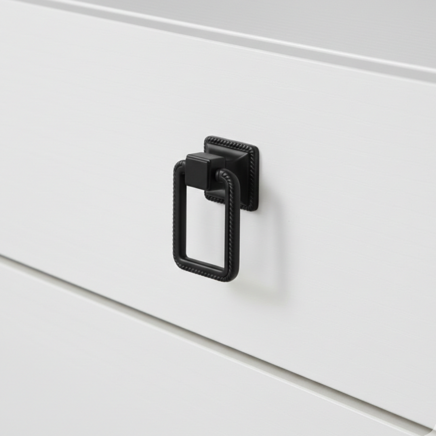 Kare Square Ribbed Knob in Matte Black – zinc knob