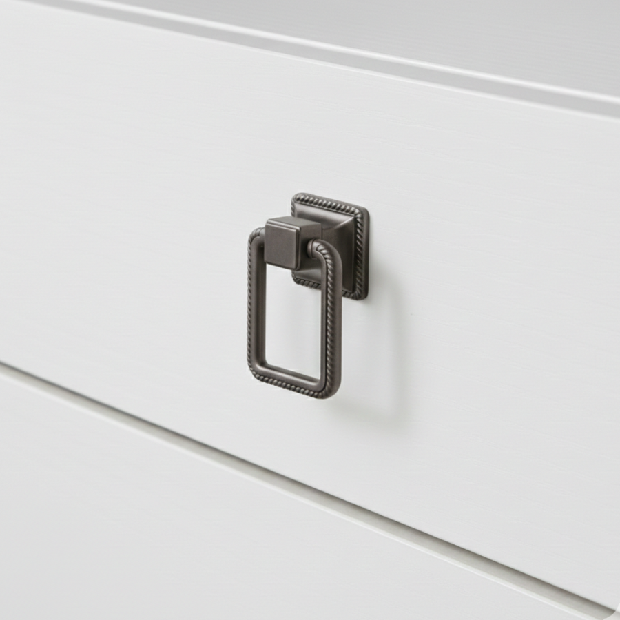 Kare Square Ribbed Knob in Matte Brushed Fume – zinc knob